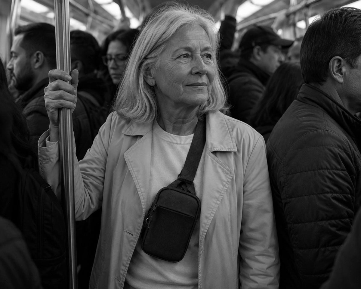 Crossbody bag för värdesaker, grå